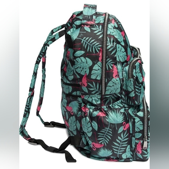 Lug Puddle Jumper Flamingo Palm Print Packable Backpack Multipurpose Travel - Picture 2 of 6